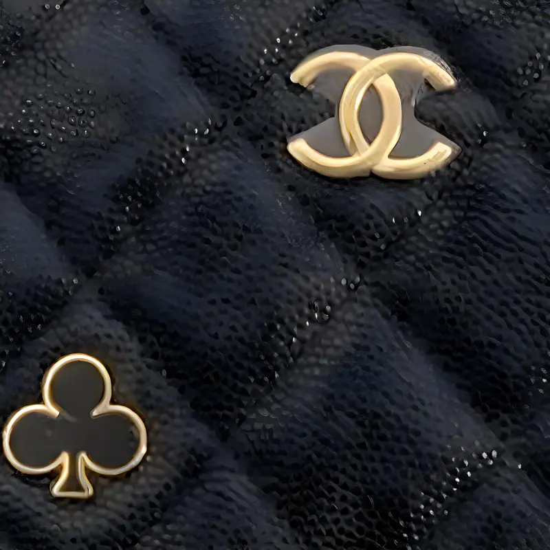 CHANEL 23P SS Grain Embossed Caviar Cow Leather Box Bag, Makeup Box, Shoulder Bag, Crossbody Bag Women's Black-1