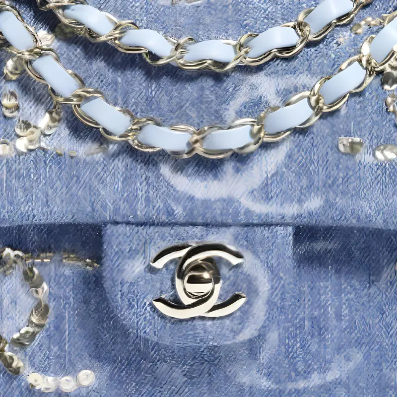 CHANEL Classic Flap CF Denim Flap Bag, Envelope Bag, Crossbody Bag, Shoulder Bag Women's Light Blue-1
