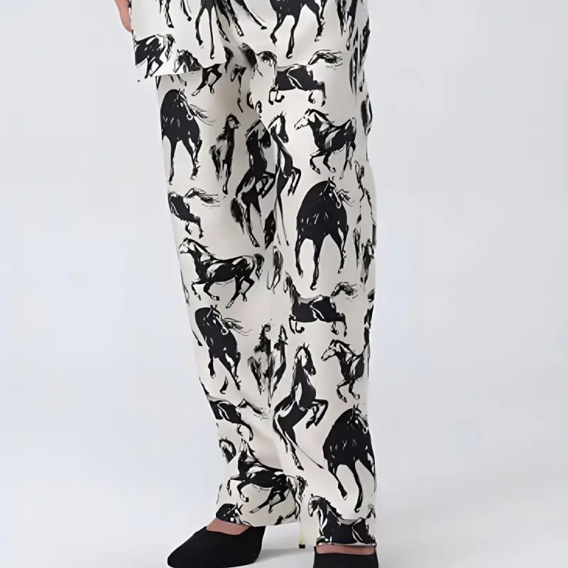 BALMAIN Horse Printed Twill Trousers-4