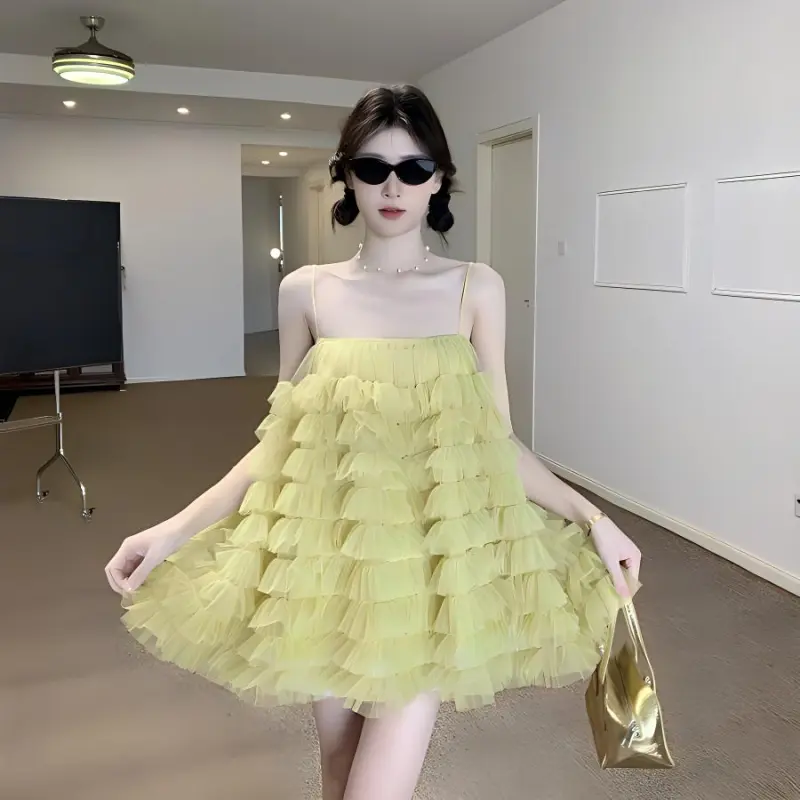 KKX Slip Dresses Women's Yellow-2