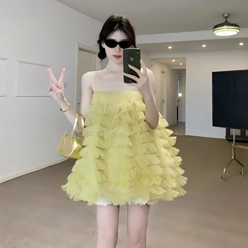 KKX Slip Dresses Women's Yellow-3