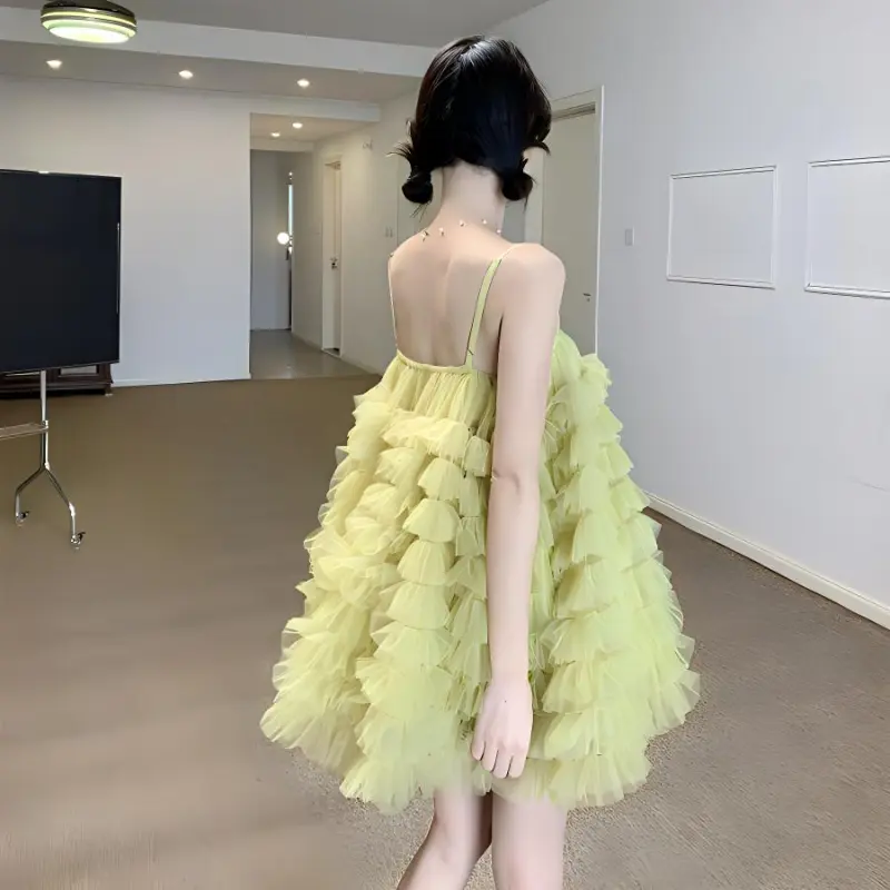KKX Slip Dresses Women's Yellow-4