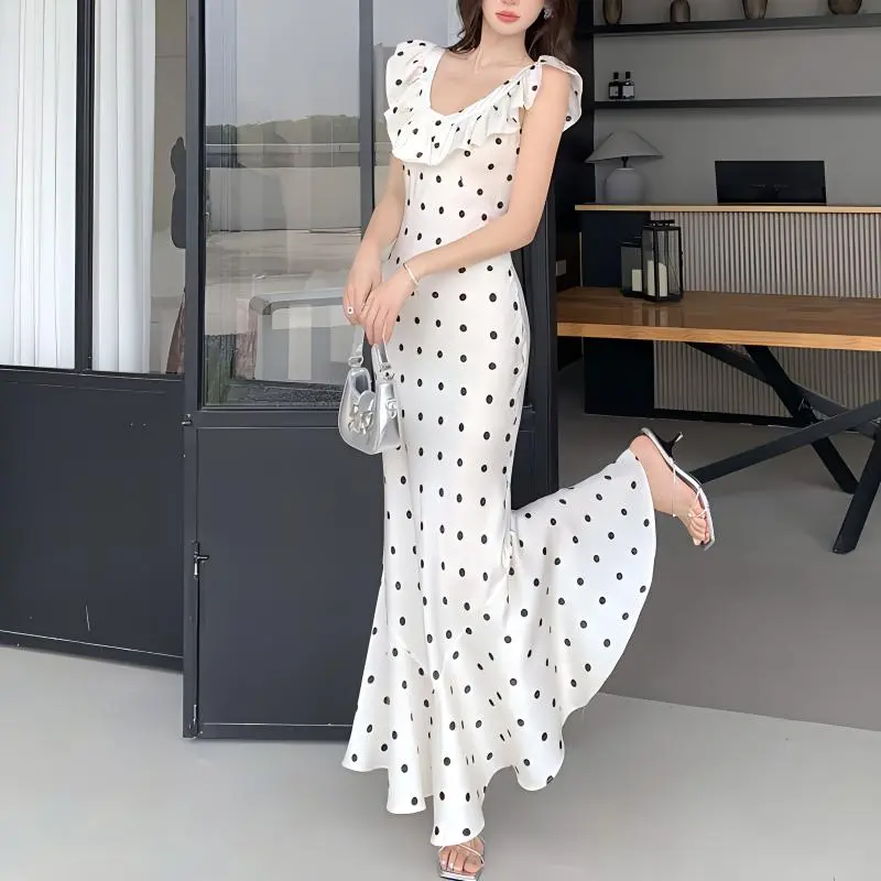 TURN UP Short Sleeved Dress Women's Polka Dot+Bowknot Hair Tie Comes With-4