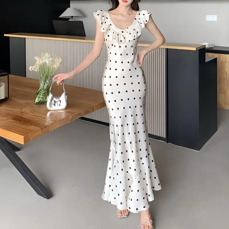 TURN UP Short Sleeved Dress Women's Polka Dot+Bowknot Hair Tie Comes With-6