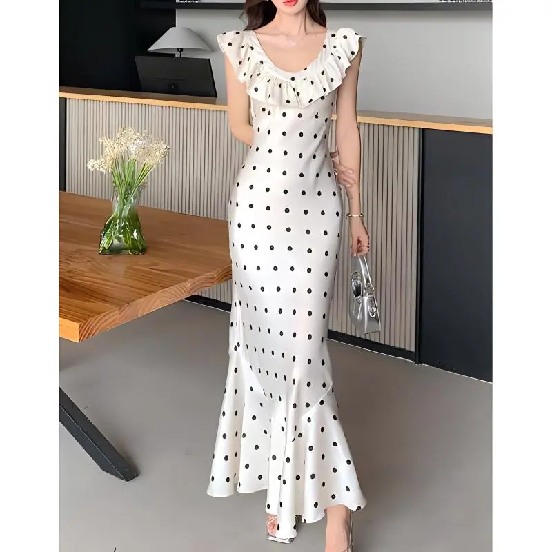 TURN UP Short Sleeved Dress Women's Polka Dot+Bowknot Hair Tie Comes With-5