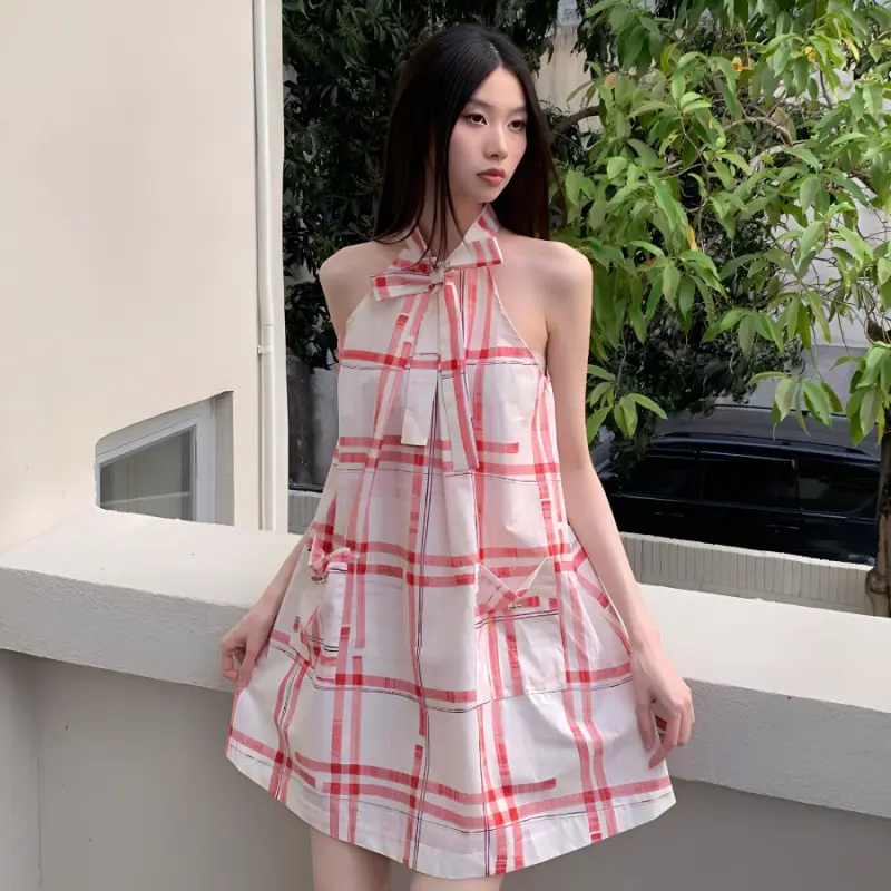 KKX Sleeveless Dress Women's Red Stripes-2