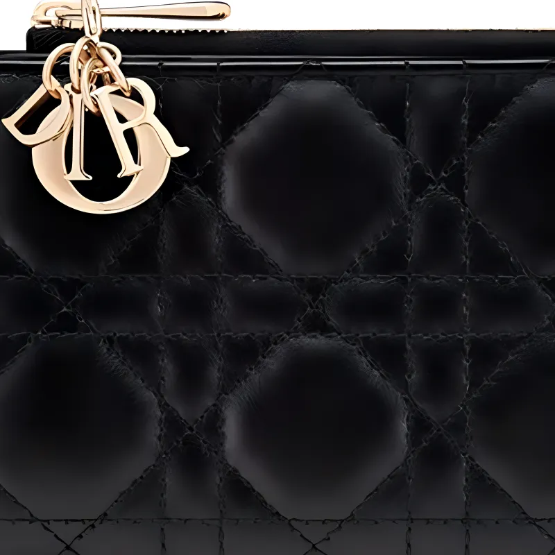 DIOR Lady Dior Sheepskin Wallet Women's Black-5