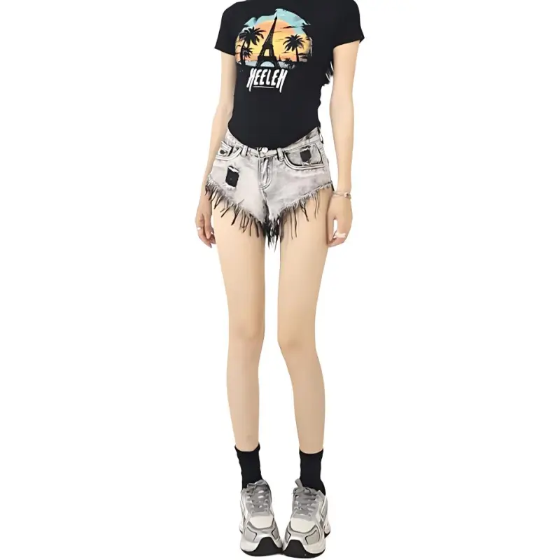HELEH Denim Shorts Women's Gray-1
