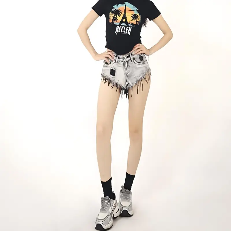 HELEH Denim Shorts Women's Gray-2