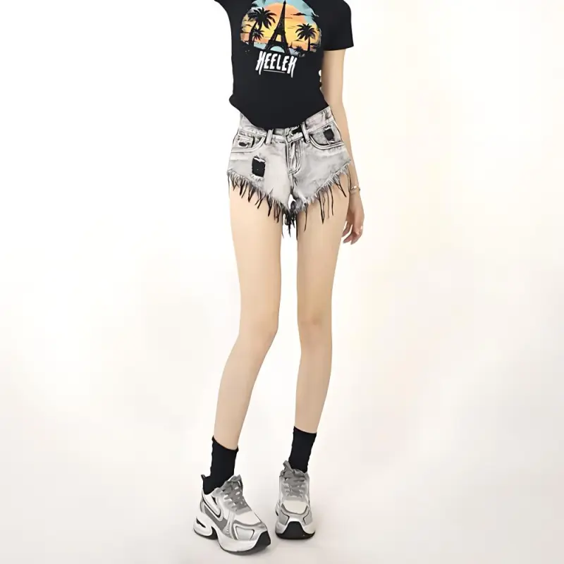HELEH Denim Shorts Women's Gray-3