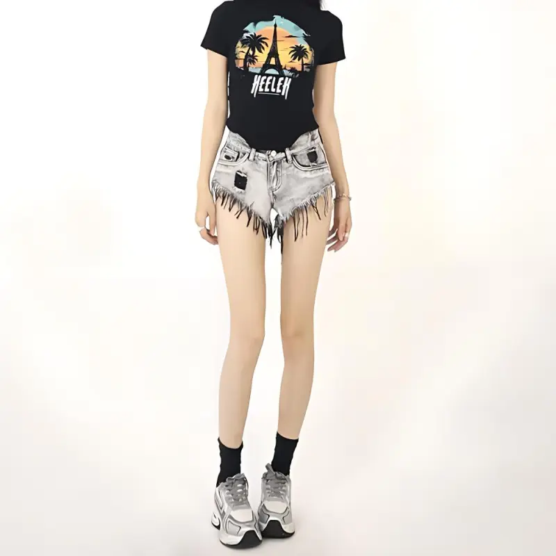 HELEH Denim Shorts Women's Gray-4