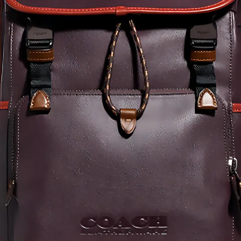 COACH Canvas With Cow Leather Backpack Large Size Men's Black Copper/Ox Blood-3