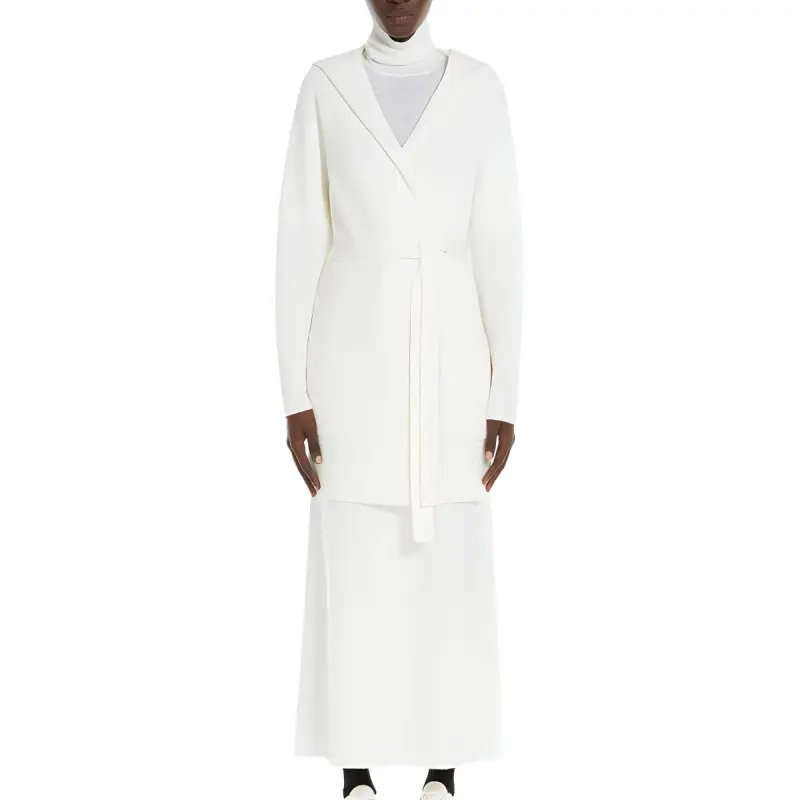MaxMara Finezza Collection Wool Coat With Belt Coat Women's White-1