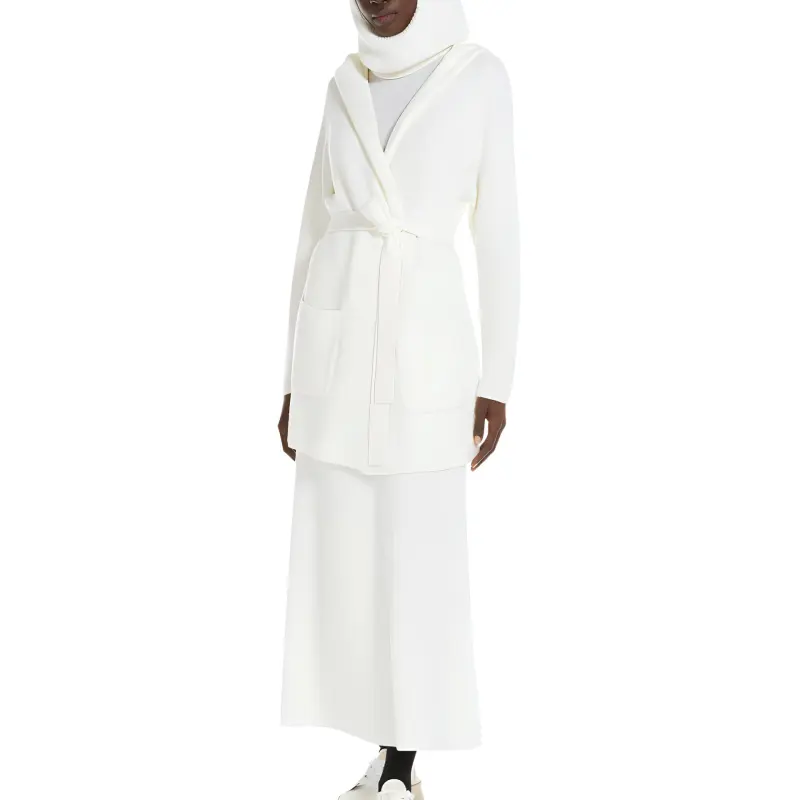 MaxMara Finezza Collection Wool Coat With Belt Coat Women's White-3