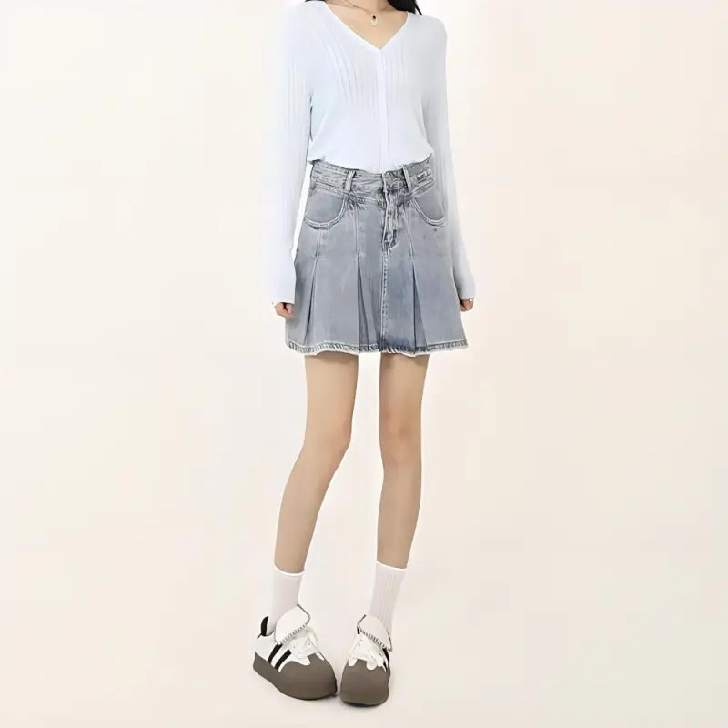 HELEH Denim Short Skirts Women's Light Blue-1
