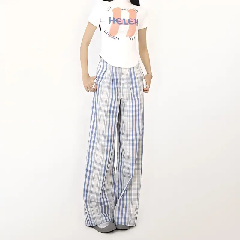 HELEH Casual Pants Women's Light Blue-2