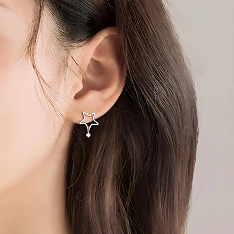 Universe Search S925 Silver Stud Earrings Women's-1
