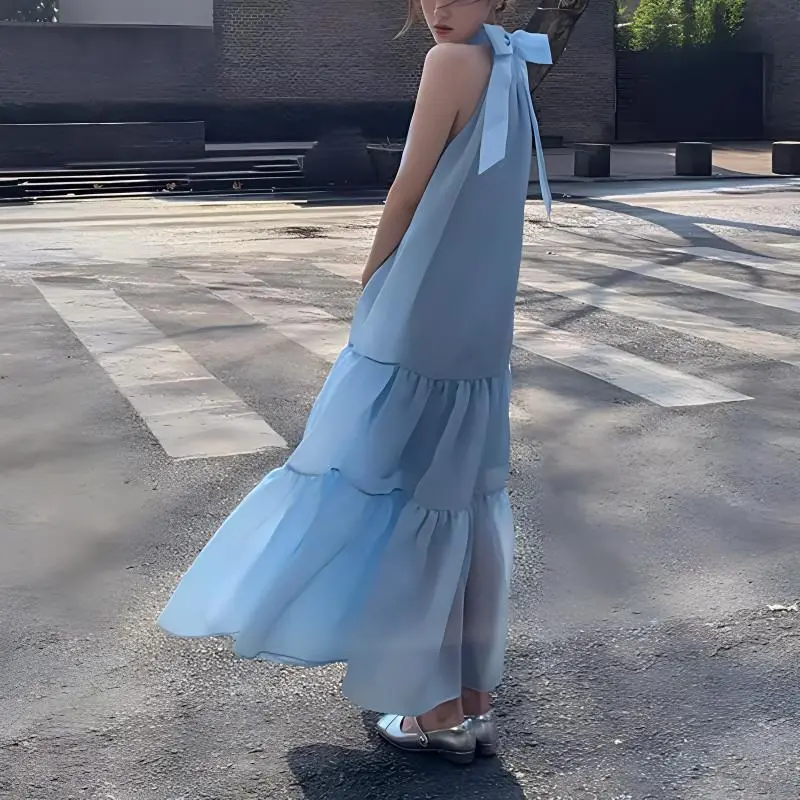 TURN UP Sleeveless Dress Women's Sky Blue-3