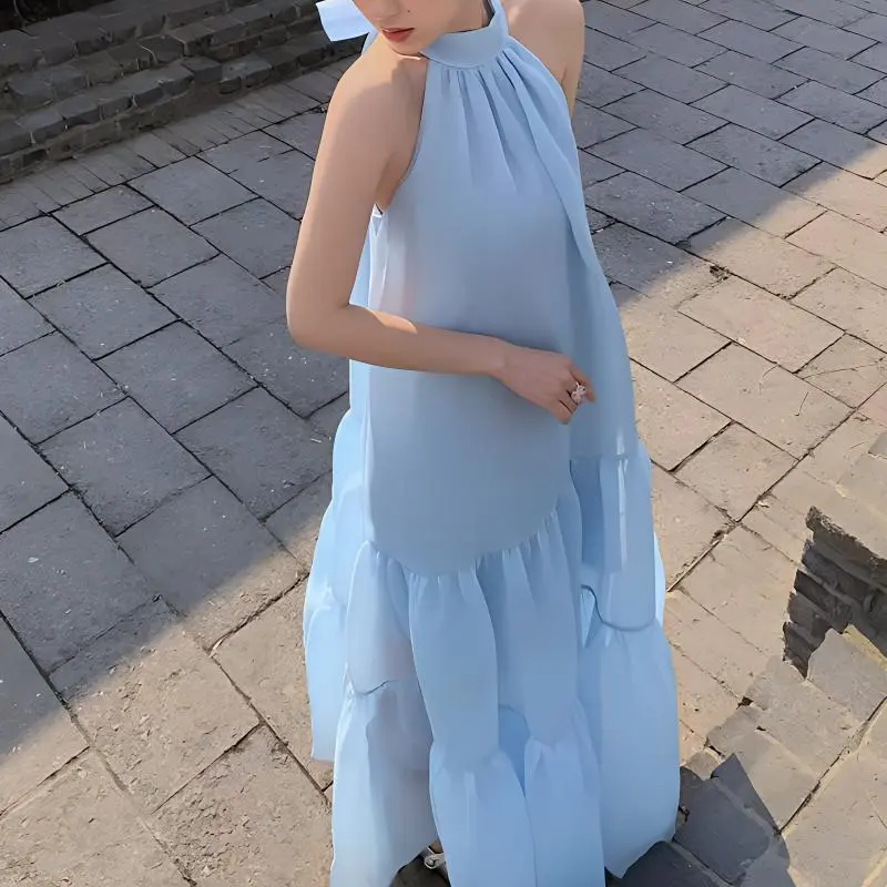 TURN UP Sleeveless Dress Women's Sky Blue-2
