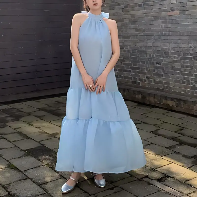 TURN UP Sleeveless Dress Women's Sky Blue-4