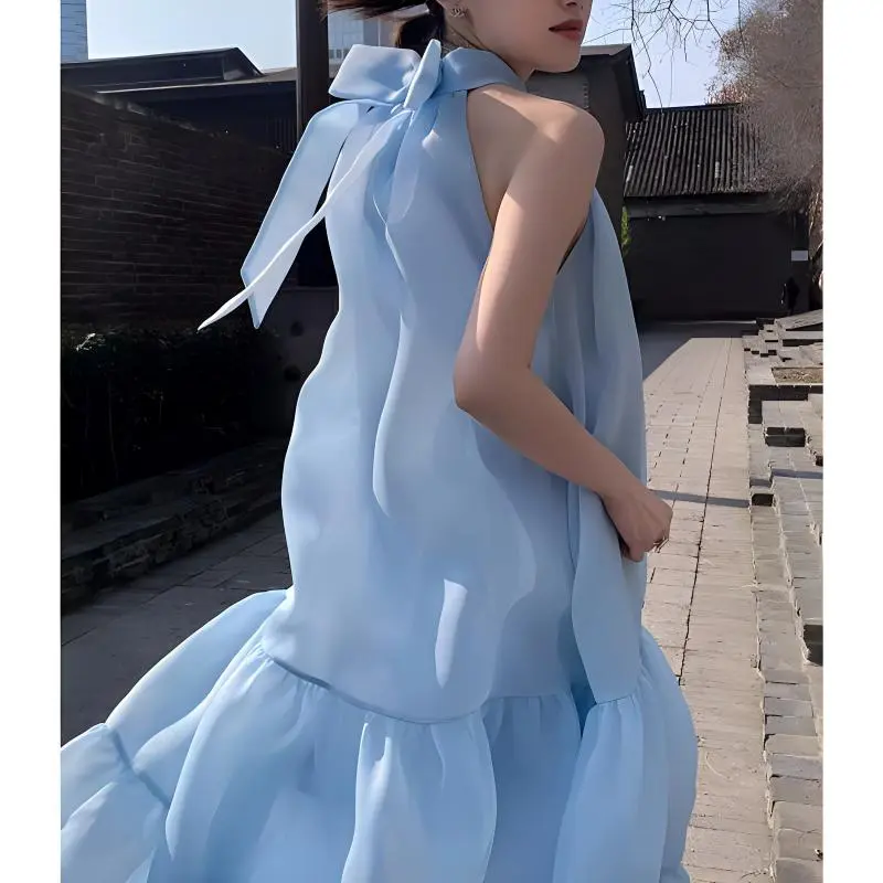 TURN UP Sleeveless Dress Women's Sky Blue-6