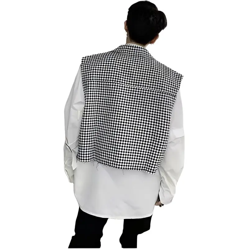 JIMI&JONS Vest Unisex Black White Plaid-1