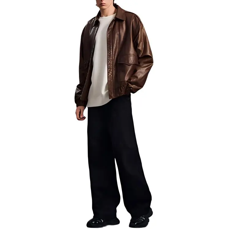 PEACEBIRD MEN Leather Jacket Men's Brown-1