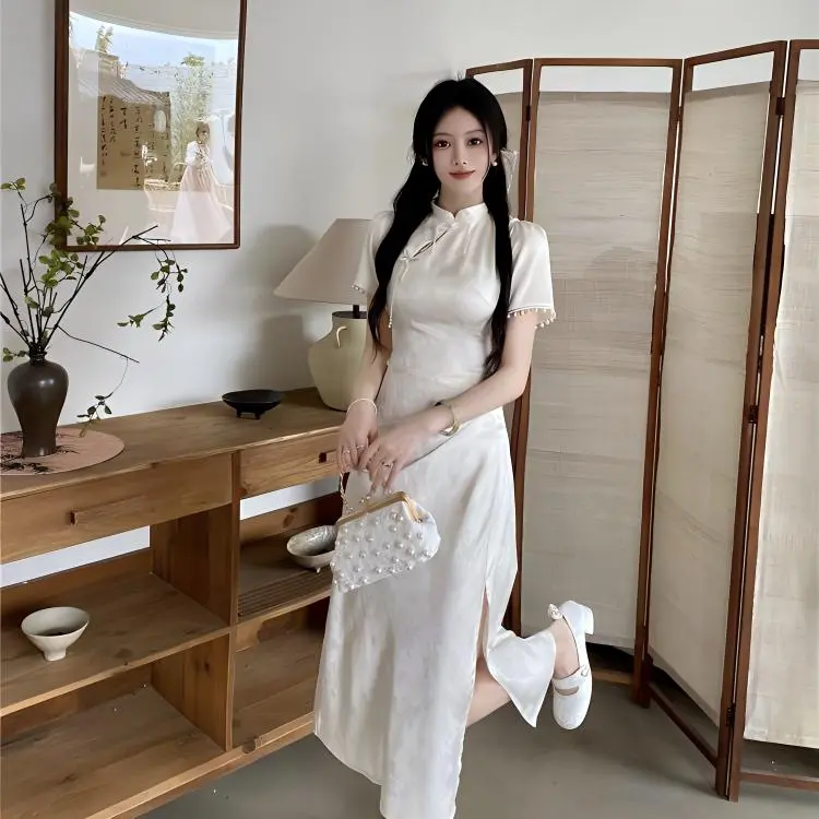 Short Sleeved Dress Style Women's Apricot Single Item-6
