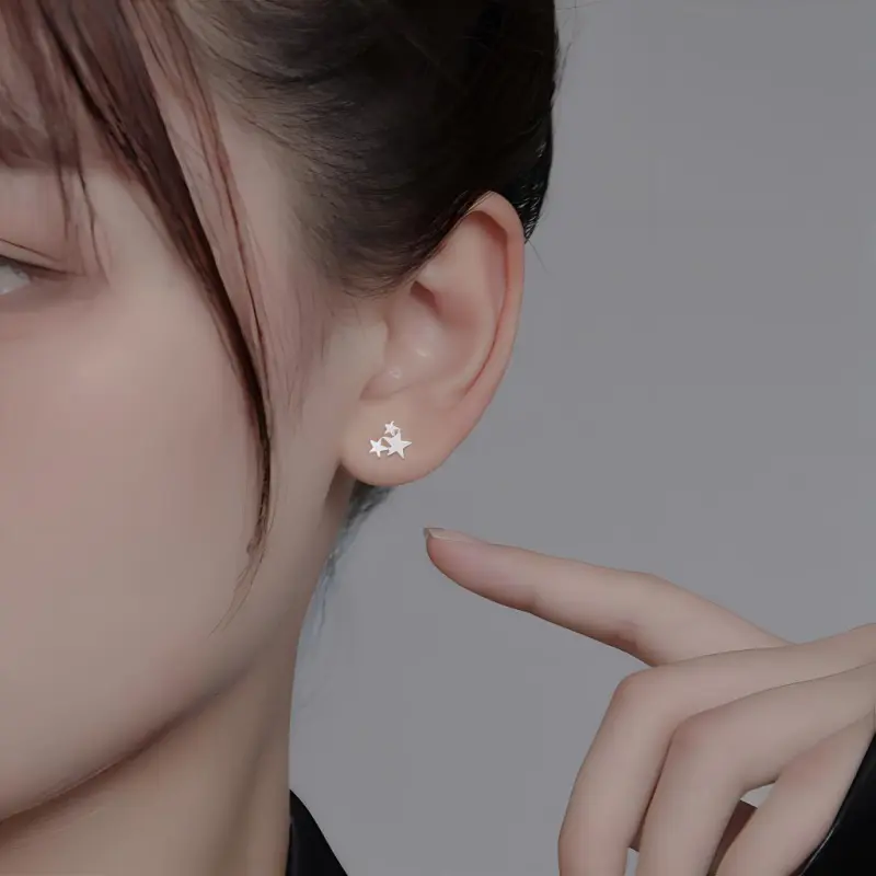Universe Search S925 Silver Stud Earrings Women's-1