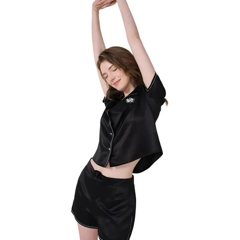 SILKY MIRACLE Pajama Set Women's Sparkling Black-4