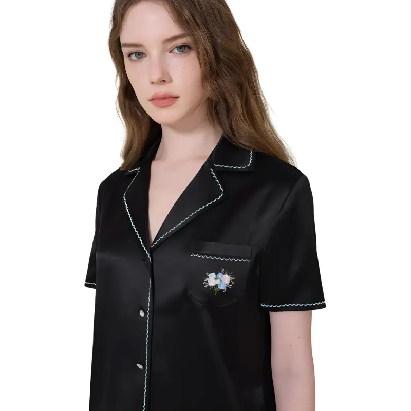 SILKY MIRACLE Pajama Set Women's Sparkling Black-5