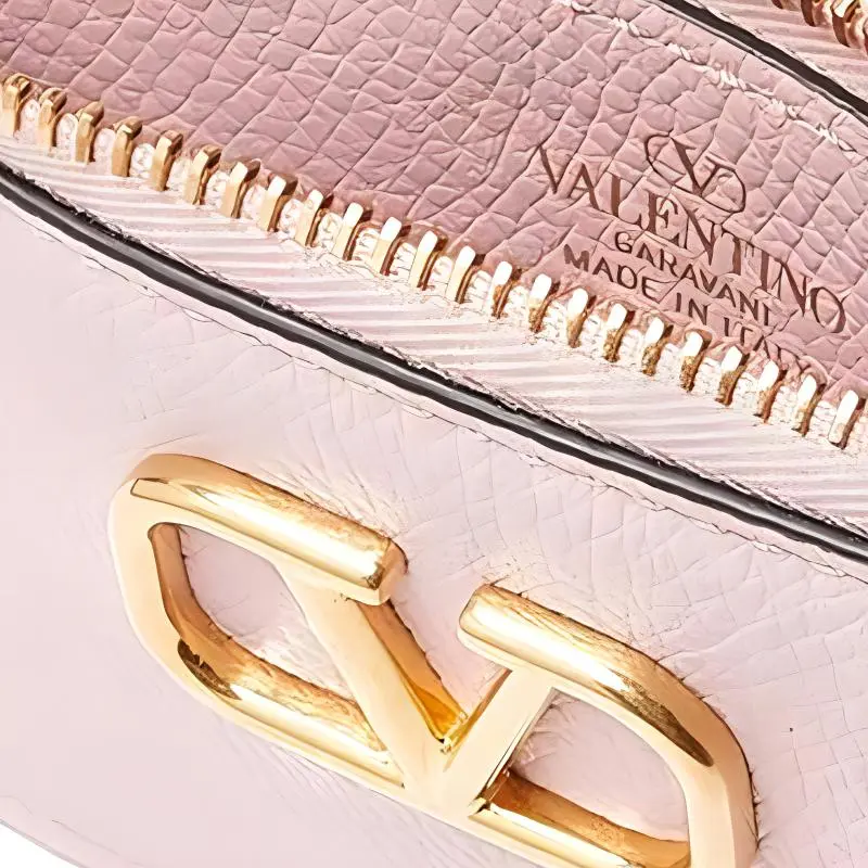 Valentino Grain Leather Card Holder Women's Water Lilac-3