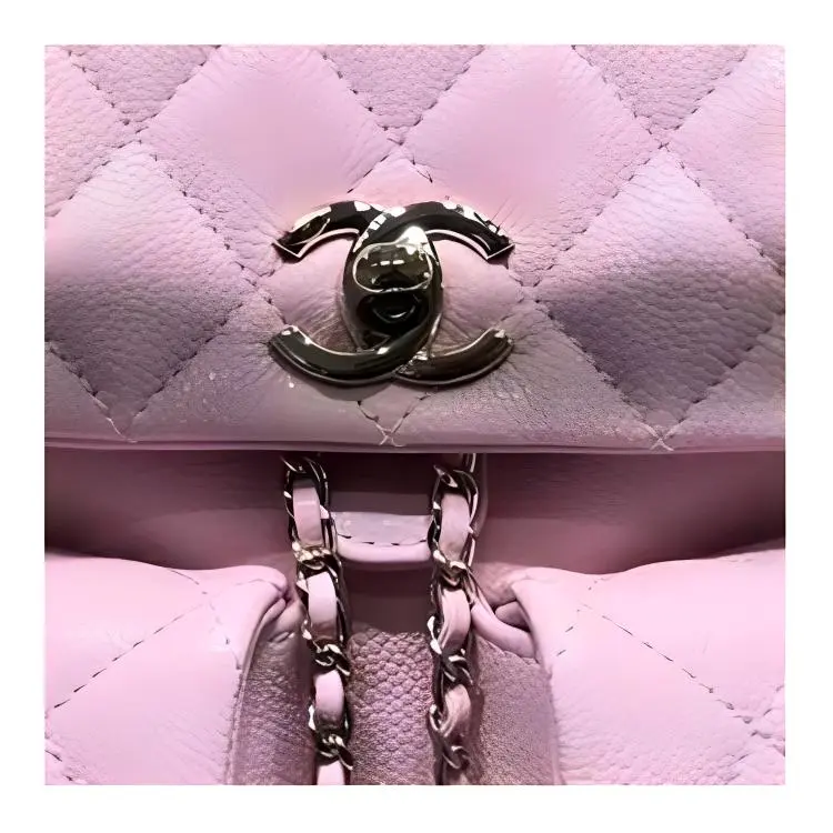 CHANEL Litchi Grain Cow Leather Backpack Trumpets Women's Pink-1