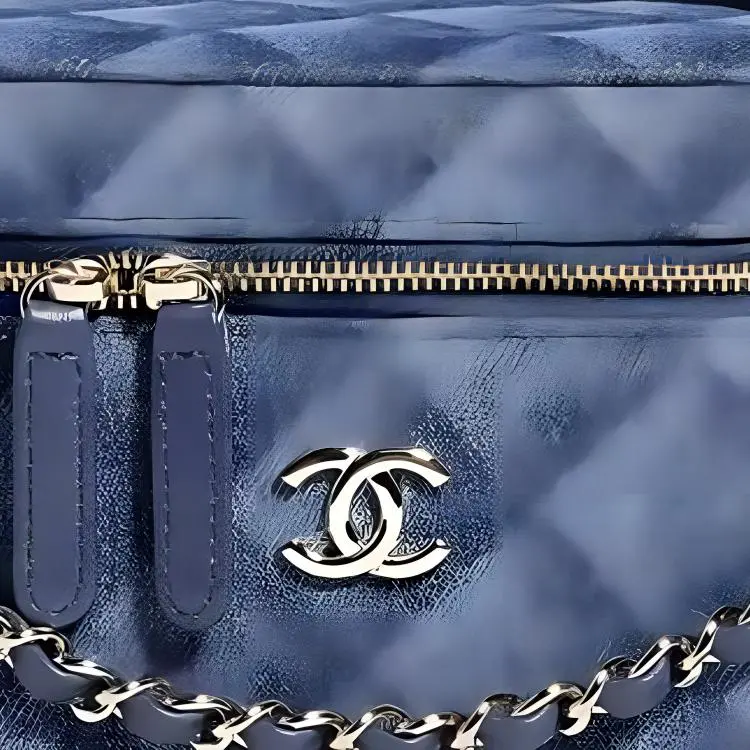 CHANEL Denim With Gold Metal Camera Bag Makeup Bag Handbag Shoulder Bag Crossbody Bag Small Size Women's Denim Blue-1