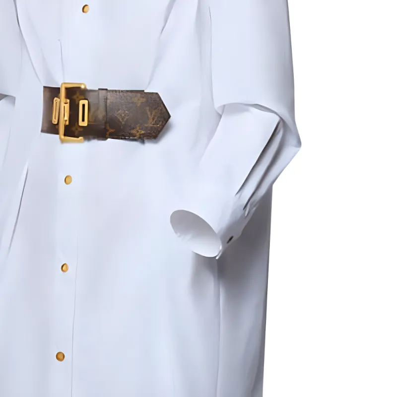 LOUIS VUITTON Belted Shirt Dress-4