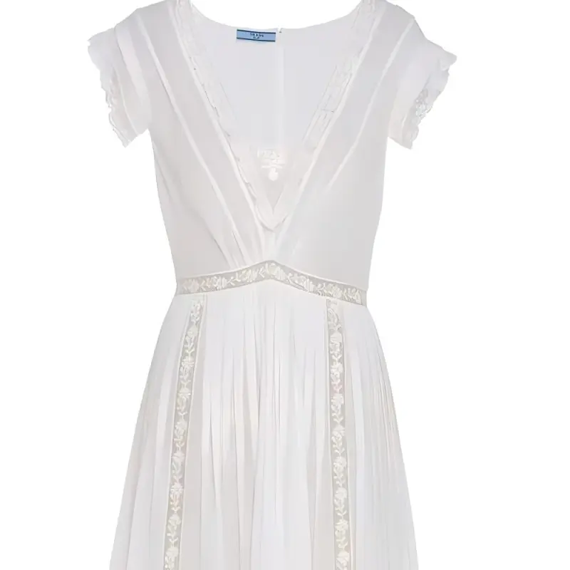 PRADA Short Sleeved Dresses Women's White-2
