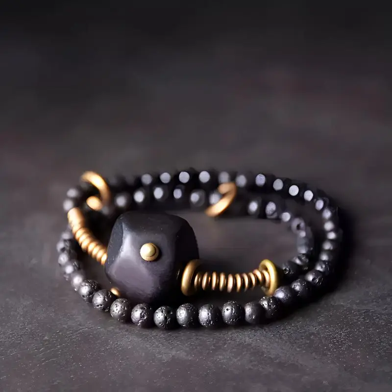 MUXIANG Ebony Wooden Bracelets Unisex-4
