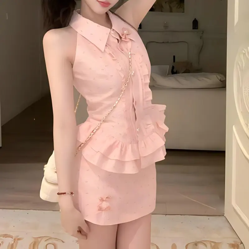 Skirt Set Women's Pink Single Item-4