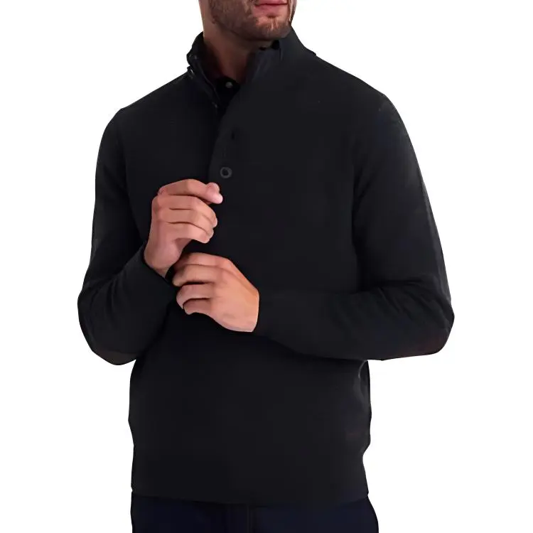 BARBOUR High Neck Half Buttoned Knit Jumper-2