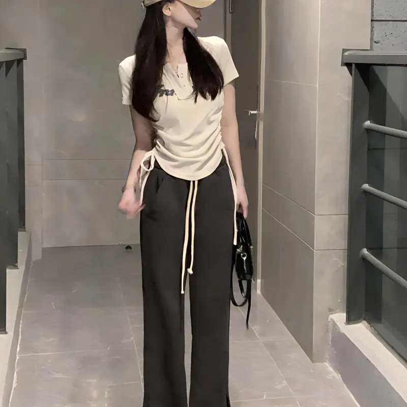 Vine Color Fashion T Shirt Women's Apricot Single Item-10