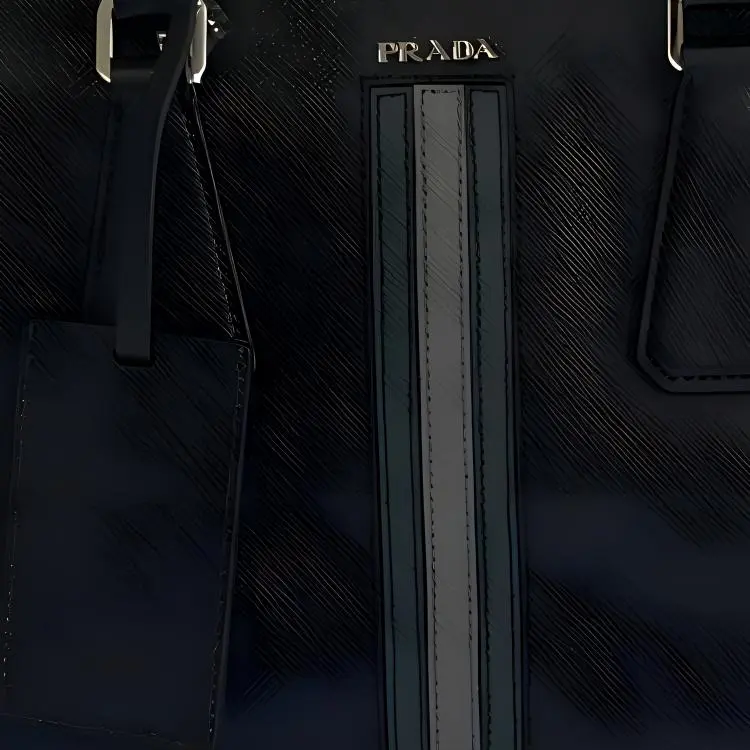 PRADA Cow Leather Briefcase Tubas Men's Black-2
