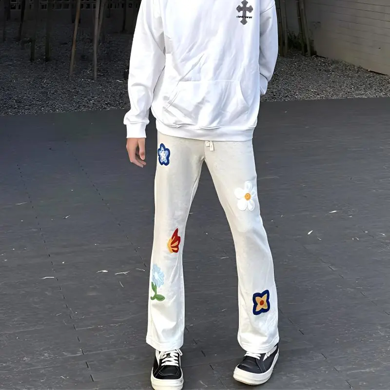 T IRA Knitted Sweatpants Unisex White Heather Gray-2