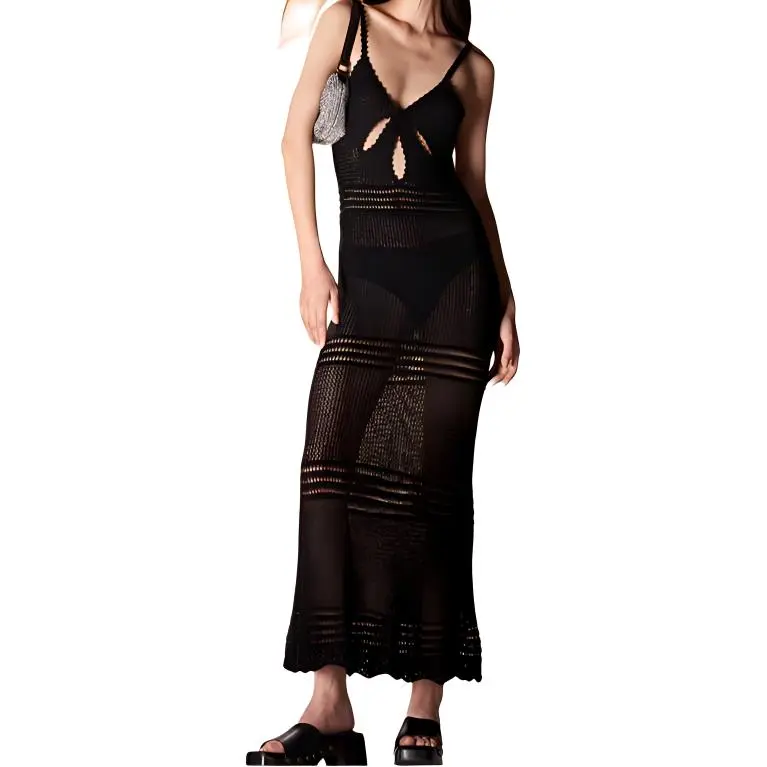 Self portrait Slip Dresses Women's Classic Black-4