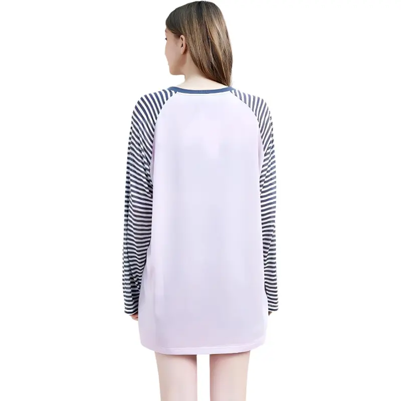 MUGUOGUOMU Summer Raglan Sleeve T Shirt Women's Cherry Blossom Pink Loose Fit-1