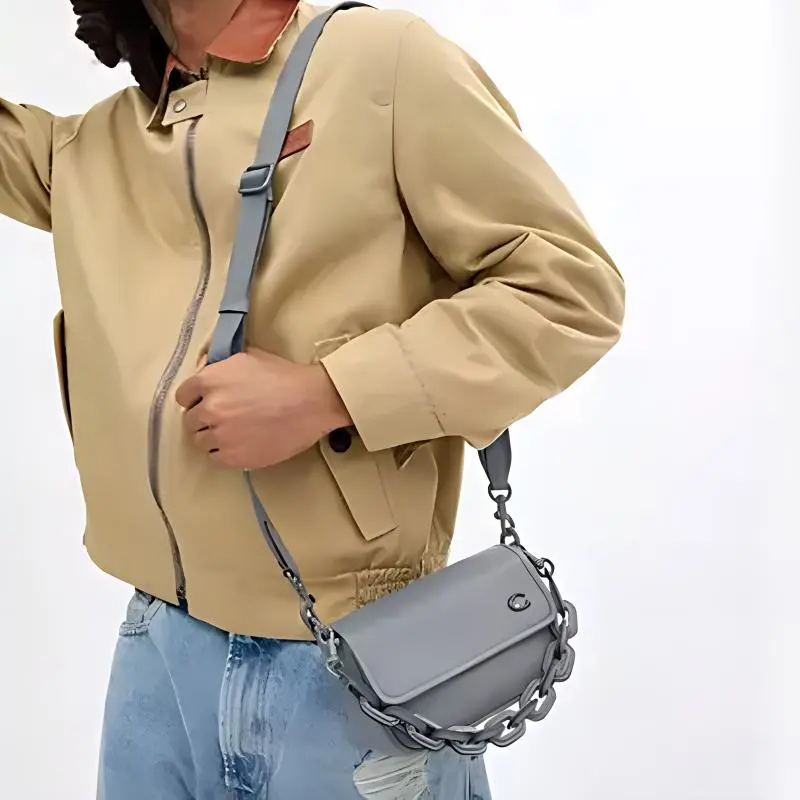 COACH Charter Glove Tanning Portable Crossbody Bag, Shoulder Bag Small Size Men's Blue Gray-4