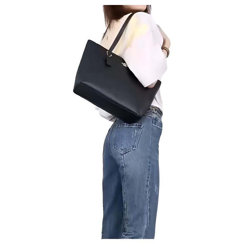 バッグ coach leather tote hand bag black Coach Outline Signature Zip Tote, Large - IMBlack for sale