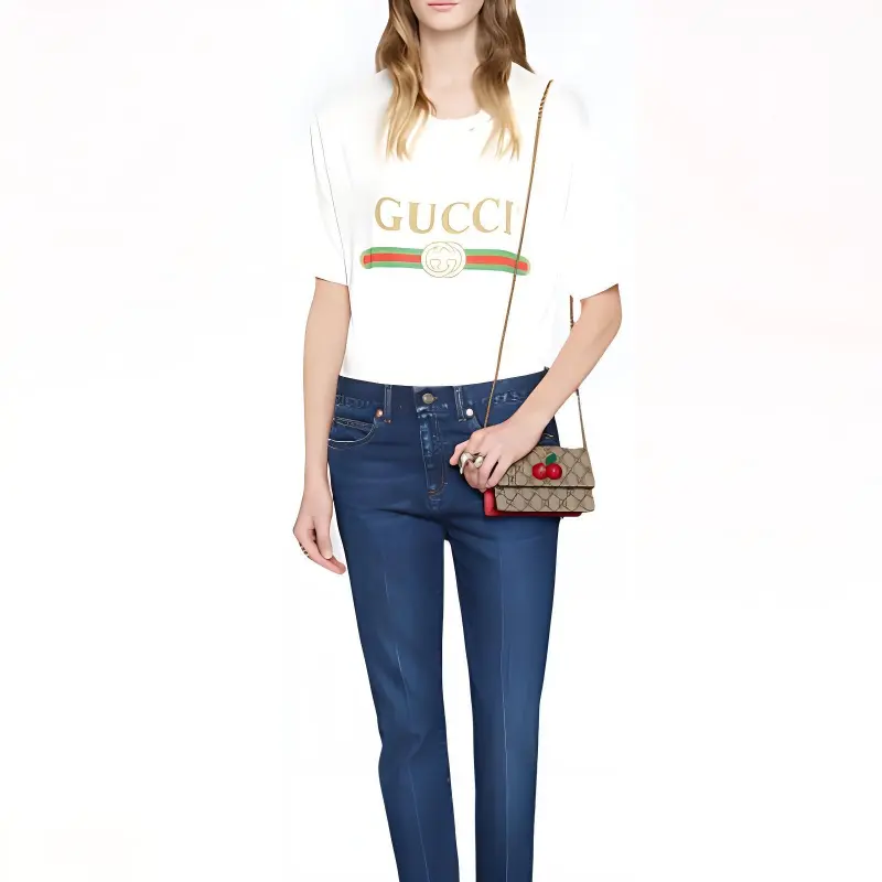 GUCCI Canvas Chain Shoulder Bag With Cherries-4