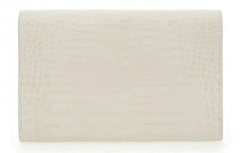 SAINT LAURENT Leather Envelope Bag Wallet Crossbody Bag Shoulder Bag Women's White-3