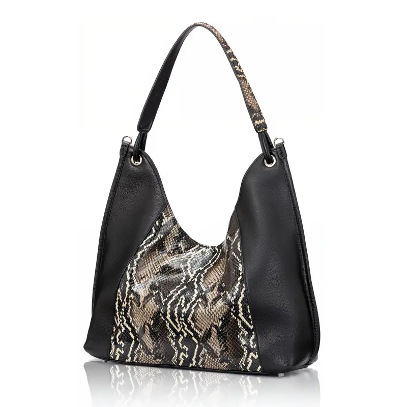 ROBERTA DI CAMERINO Cow Leather Portable One Shoulder Crossbody Bag Regular Women's Elephant Gray/Classic Black-5