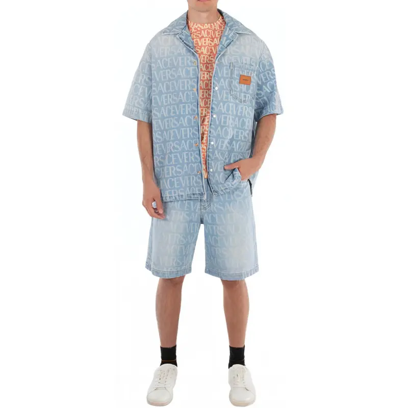 VERSACE Short Sleeved Denim Shirt-2